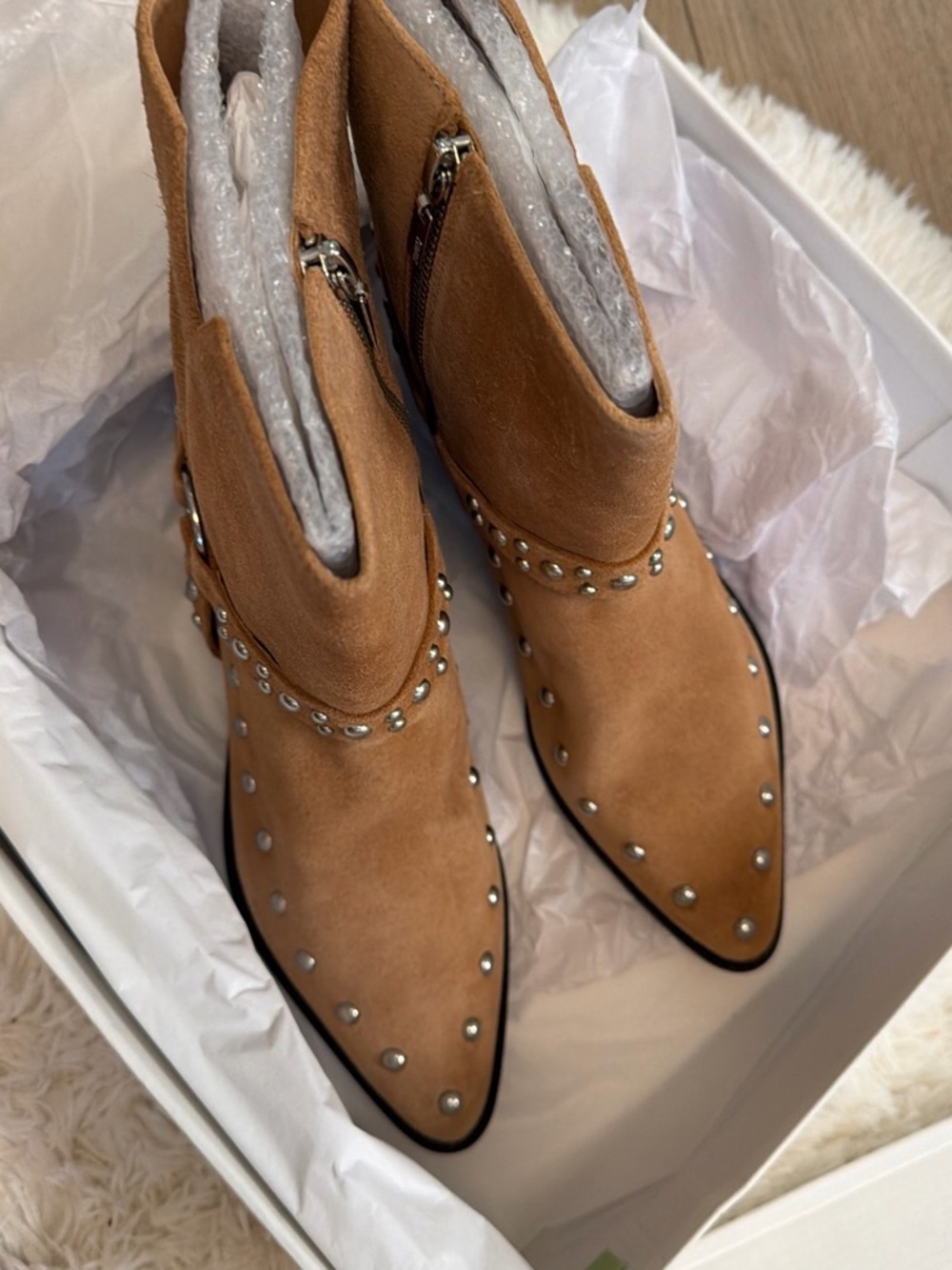 SCHUTZ Tan Suede Studded Ankle Boots - Picture 3 of 3